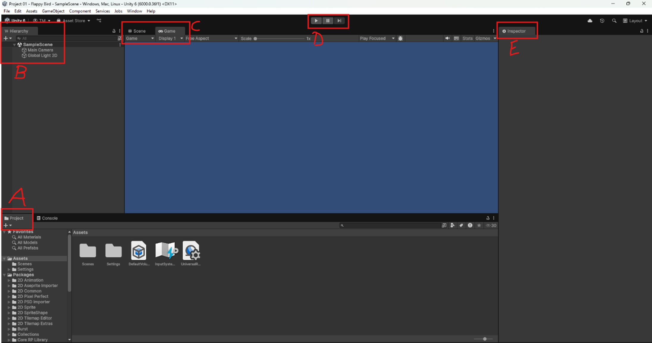 The Unity editor interface